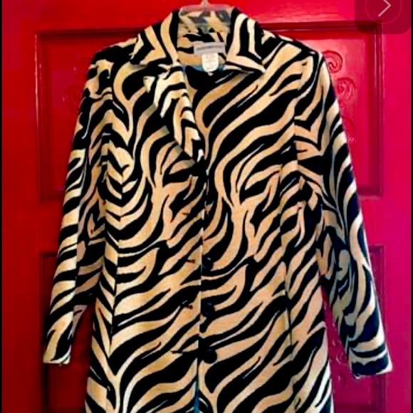Vintage Sharon Young. heavy Zebra print & turquoise. 35" long . FITS LIKE SIZE 6 - Picture 2 of 11